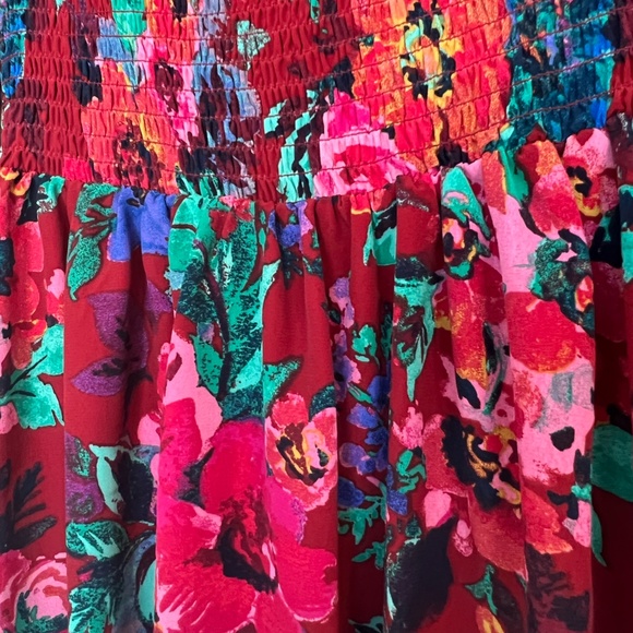 Charles Henry Floral Print Smocked Long Sleeve Minidress - Picture 3 of 6